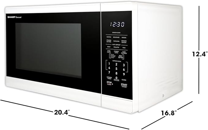 SHARP Countertop Microwave Oven with Removable 12.4" Carousel Turntable, 1100 Watt, 1.4 Cubic Feet, White