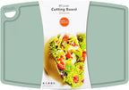 Liflicon Extra Large Thick Silicone Cutting Boards for Kitchen 14.6'' x 10.43'' Flexible Cutting Chopping Boards/Mats Non-slip Deep Drip Juice Groove, Dishwasher Safe-Light Green