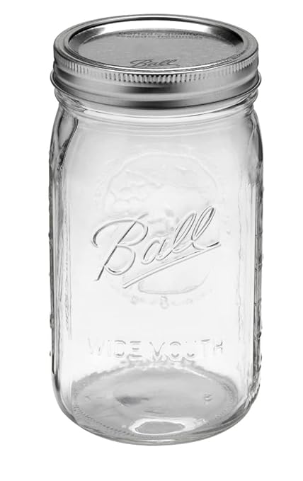 Ball Quart (32oz) Jar with Silver Lid, Wide Mouth, 1 Jar