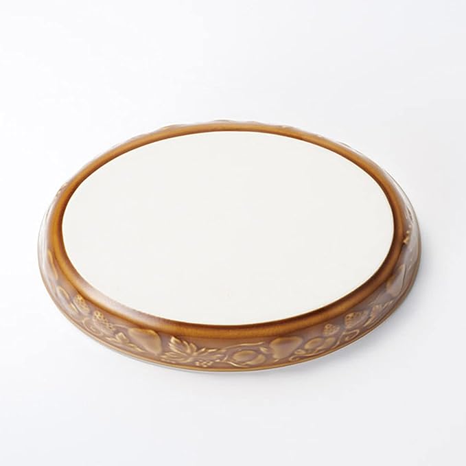 Banko Ware 14339 Oven Safe Relief Au Gratin Dish, Olive, Diameter Approx. 7.5 inches (19 cm), Tableware, Pottery, Microwave Safe, Made in Japan