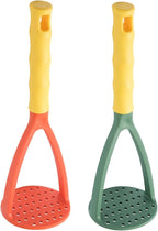 2pcs Potato Masher Manual Masher Kitchen Masher Non-Scratch Nonstick Potato Pumpkin Ricer Smasher Kitchen Tools for Bean, Root Vegetables, Fruits, Baby Food, Avocado potato masher (Green+Orange)