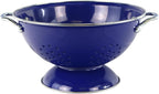 Reston Lloyd, 3 Quart Powder Coated Steel Kitchen Strainer Basket for draining Pasta, Vegetable and Fruit, Chrome Handles and Wide Stable Base, Indigo