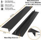 Foldable Stove Gap Filler Kitchen Counter Range Guards 25inch,Silicone Stove Gap Covers Electric Stoves Gap Filler Oven Side Sealing Strip Between Countertop and Stovetop Pack 2 (Black)
