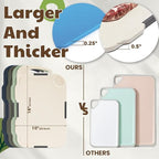 Glotoch Cutting Boards for Kitchen Set of 4, Wheat Straw Chopping Board Dishwasher Safe, BPA Free, Non Slip, 16"X10" Colored Reversible Cutting Board with Stand, Food Icons, Grinder Plate