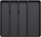 Lifewit Utensil Organizer for Kitchen Drawer, Expandable Cooking Silverware Tray, Adjustable Cutlery Flatware Holder, Plastic Spatula Tools Storage Divider, 17.3 x 15.8", Black