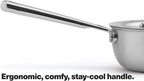 Misen 5-Ply Stainless Steel Saucier with Lid - Induction-Compatible Pan with Curved Sides for Smooth Stirring - Oven Safe to 800F – Even Heat Distribution & Ergonomic Handle - 0.75 QT