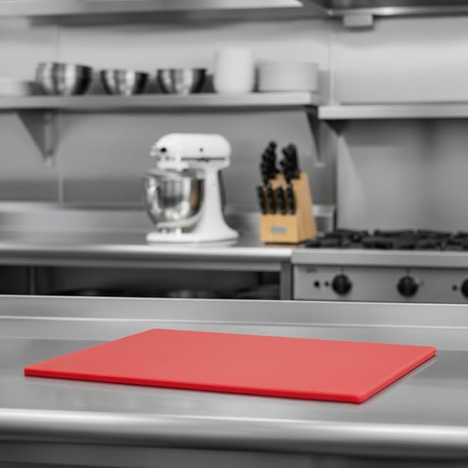 TrueCraftware- 20" X 15" X 1/2” Cutting Board for Kitchen Red Color Plastic- Durable Color Coded Kitchen Cutting Board Chopping Board Non Slip Cutting Mat for Meat Vegetables Dishwasher Safe