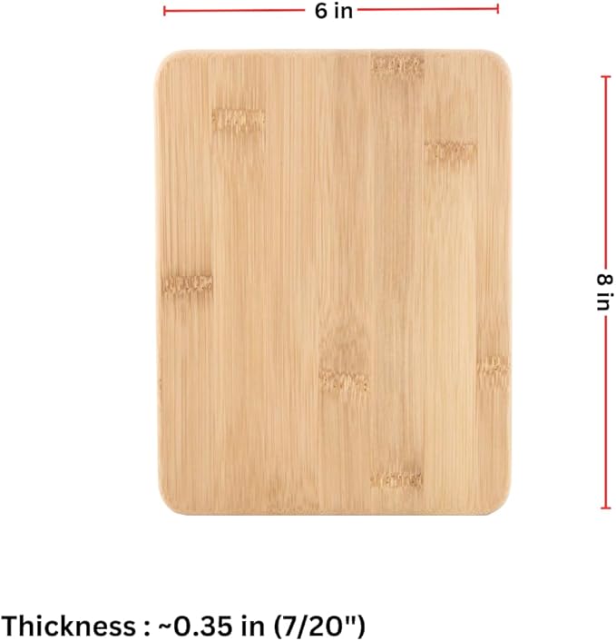 Set of 24, 8"X6" Bulk Wholesale Plain Blank Bamboo Cutting Boards, Mini Wood Charcuterie Platter, Serving Tray, Hot Mat for Customized, Personalized Engraving, Wall Art, Table Decor