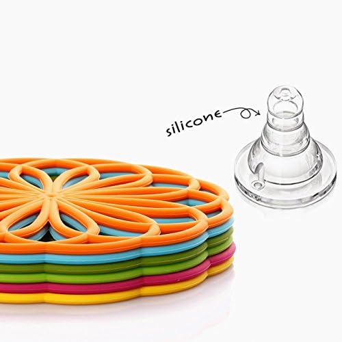 ME.FAN Silicone Trivet Mat - Kitchen Hot Pads for Pots & Dish - Insulated Teapot Trivet - Flexible, Durable, Non-Slip Large Coasters 3 Set Light Blue