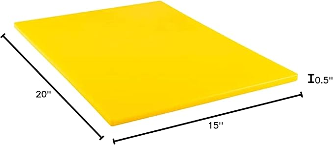 TrueCraftware- 20" X 15" X 1/2” Cutting Board for Kitchen Yellow Color Plastic- Durable Color Coded Kitchen Cutting Board Chopping Board Non Slip Cutting Mat for Meat Vegetables Dishwasher Safe