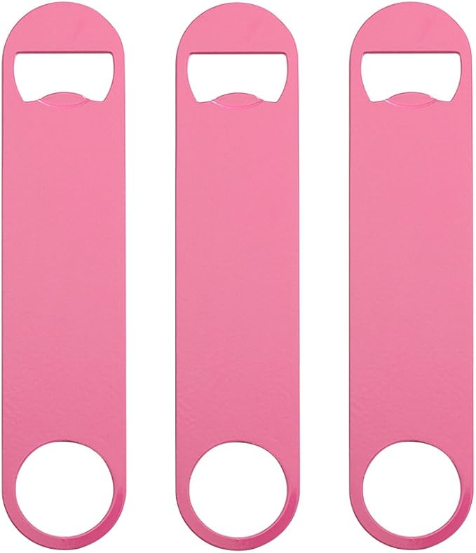3 Pack 7" Heavy Duty Flat Bottle Opener, Pink