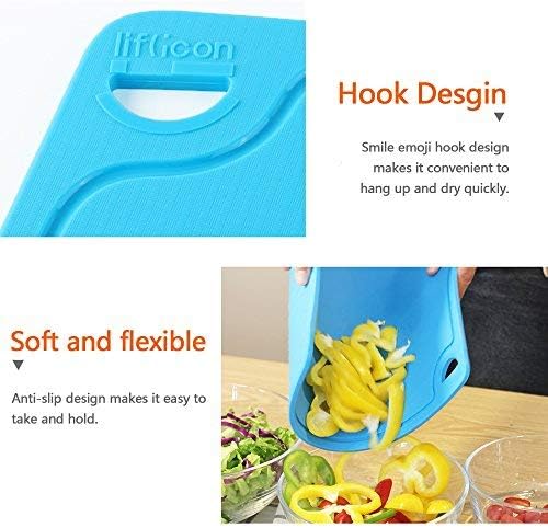 Liflicon Thick Cutting Boards for Kitchen Silicone Chopping Board Set of 2 Mid 12.6'' x 9.1”,Mini 9.1”x7.1” Non-slip Deep Drip Juice Groove Easy Grip Handle,Dishwasher Safe-Orange