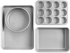 Nordic Ware Brilliant™ Colorful 4-Pc Baking Set, Nonstick made without PFAS or PTFE for safe cooking; Reinforced steel rim prevents warping; Half Sheet, 9x13 Inch Pan, 9-Inch Round Pan and Muffin Pan