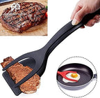 1pcs Multifunctional 2 in 1 Non Stick Bread Egg Turners Cooking Tongs Gadgets For Kitchen Utensils Spatula Cooking Tool(D)