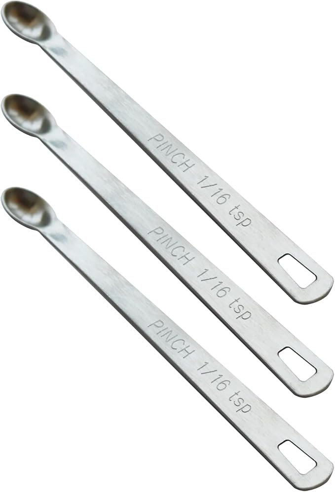 3PCS 1/16 Teaspoon(1/16tsp, 0.31ml, Pinch) Single Tiny Measuring Spoon, Small Individual Stainless Steel Measure Spoons Only