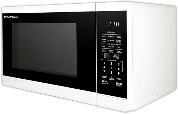 SHARP Countertop Microwave Oven with Removable 12.4" Carousel Turntable, 1100 Watt, 1.4 Cubic Feet, White