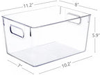 Set of 8 Large Clear Plastic Storage Bins (8L), Storage Containers for Pantry Organization and Kitchen Storage Bins,Home Edit and Cabinet Organizers