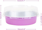 Beasea Disposable Mini Pans with Lids, 50 Pack 4” 8oz Light Pink Aluminum Baking Foil Tins Round Small Tart Container for Individual Cupcake Dessert Muffin Ramekin Cheesecake Quiche Oven Dishes