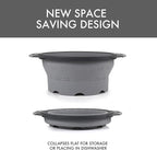 Dexas 10" Collapsible Silicone Colander in Cool Grey, Kitchen Strainer with Handles, 15.1 Cup Capacity | BPA-Free, Heat-Resistant, Space-Saving Kitchen Tool