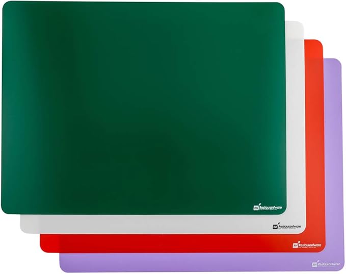 RW Base 24 Inch x 18 Inch Flexible Cutting Boards, 1 Includes 4 Mats Cutting Mats For Cooking - Dishwashable, Assorted Colors, Plastic Cutting Board Set, For Kitchen, - Restaurantware