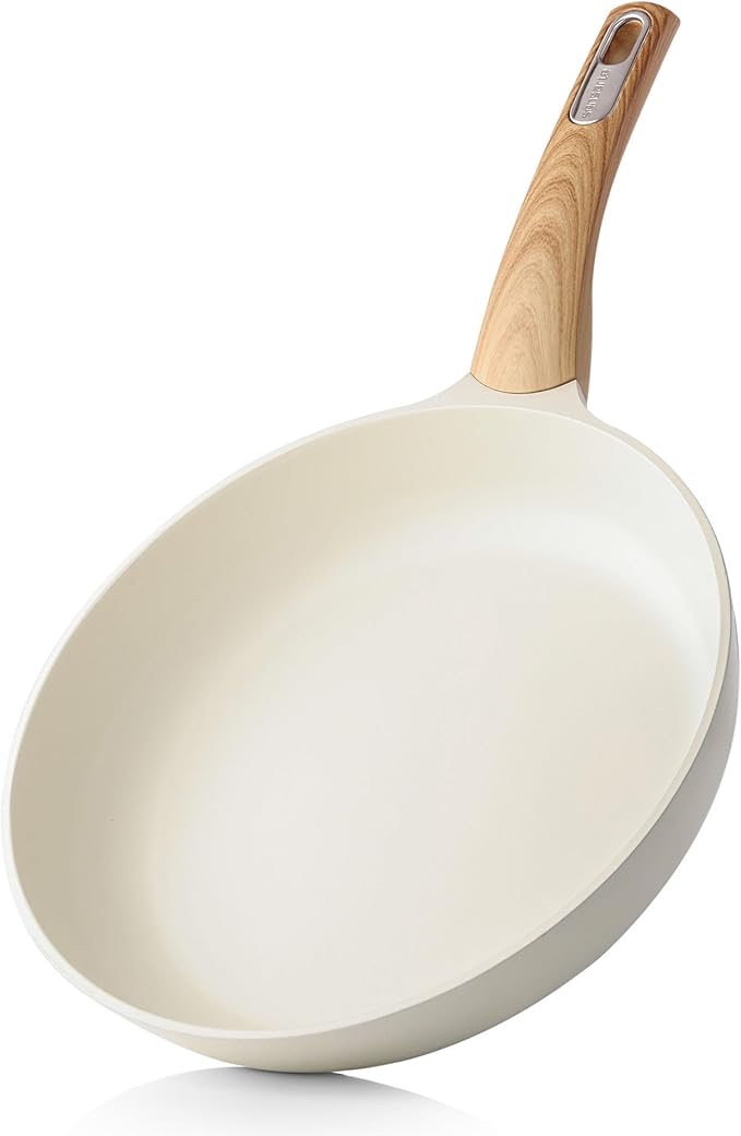 SENSARTE Nonstick Frying Pan Skillet, Egg pan, Omelette Pan, Healthy Cookware Chef's Pan, PFOA Free, 8 Inch, White