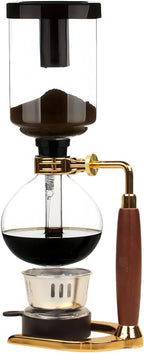 Vacuum Coffee Maker, Manual Siphon Coffee Brewer 3-Cup (360ml) with Alcohol Burner, Adjustable Buffer Clamp, Stainless Steel Bracket Base for Coffee Aficionados