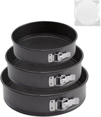 Springform Cake Pan, Cake Pan with 3 Different Size (9.5,10.2,11inch), Cake Molds for Baking with Removable Bottom, Non-Stick Bakeware for Effortless Baking（with 50 Pcs Parchment Paper Liners）