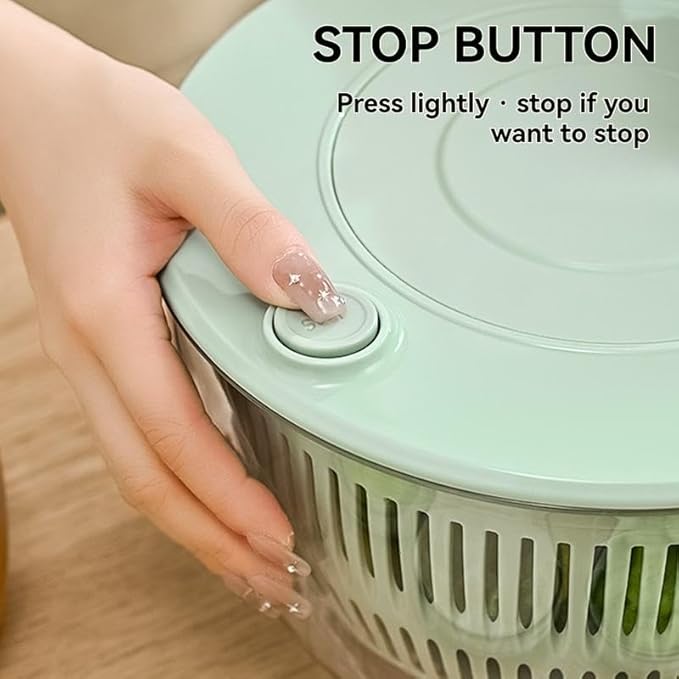 Salad Spinner Chopper Large with 5 Blades Slicer, Vegetables Fruits Wash Bowl, Lettuce Spinner and Dryer, Egg Yolk Strainer Slicer Shredder for Kitchen Colander, 5.3 Qt, Green