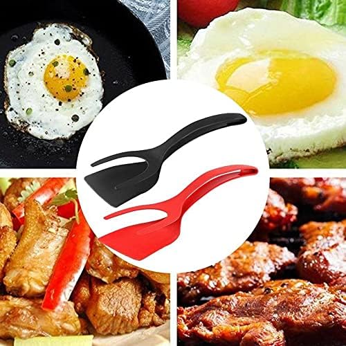 1pcs Multifunctional 2 in 1 Non Stick Bread Egg Turners Cooking Tongs Gadgets For Kitchen Utensils Spatula Cooking Tool(D)