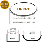Glass Lids for Pots and Pans, 8, 11, 12, 12.6 Inch Pan Covers for Cookware, Tempered Glass Lid for Replacement, Dishwasher Safe & Microwave Oven Safe(12.6 inch)