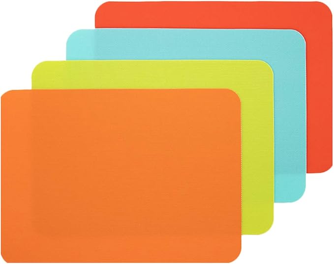 Simply Genius Flexible Cutting Board Set - Color-Coded Plastic Cutting Board Mats - Dishwasher-Safe Chopping Surfaces - Space-Saving Kitchen Mat Storage - 4-Pack Multicolor 11.5 x 15 in