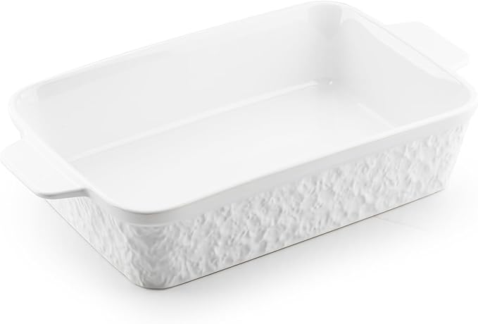 Dafuceramic Casserole Dish for Oven, 4.2 QT Baking Dish, 9x13 Large Porcelain Baking Pan, Durable Rectangular Lasagna Pan Deep with Handles, Microwave Oven Safe