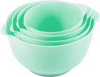 BoxedHome Nesting Plastic Mixing Bowl Set, 4 Piece Mixing Bowl Set with Pour Spouts, Size 1.7, 2.5, 3.5 and 4.5qt, for Prepping, Mixing, Baking, Cooking(2023 New Version, Green)