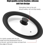 Universal Pot Lid - Pan Lid Fits 7", 8", 9" Cookware, Tempered Glass with Heat-Resistant Silicone Rim and Handle, Black – for Frying Pans & Skillets