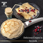 Moss & Stone Electric Crepe Maker 8 Inch, Portable Crepe Maker & Hot Plate Cooktop On/Off Switch, Nonstick Coating, Automatic Temperature Control, Easy To Use For Pancakes, Blintz, Chapati