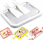 Rolled Ice Cream Maker, New Homemade Ice Cream Roller Maker, Instant Ice Cream Maker, DIY Fun Family Activity Rolled Ice Cream Tray for Yogurt, Sorbetand and Gelatod with 2 Scrapers(White)