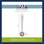 RSVP International Coffee Scoop Collection, 1-1/2 Tablespoon, Clip, Stainless Steel