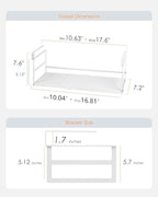 Under Shelf Storage Basket, 2 Pack Heavy-Duty Hanging Baskets Under Cabinet Shelf Organizer, Add-on Space Saver Kitchen, Pantry, Laundry Room, Slide-in White Shallow Depth