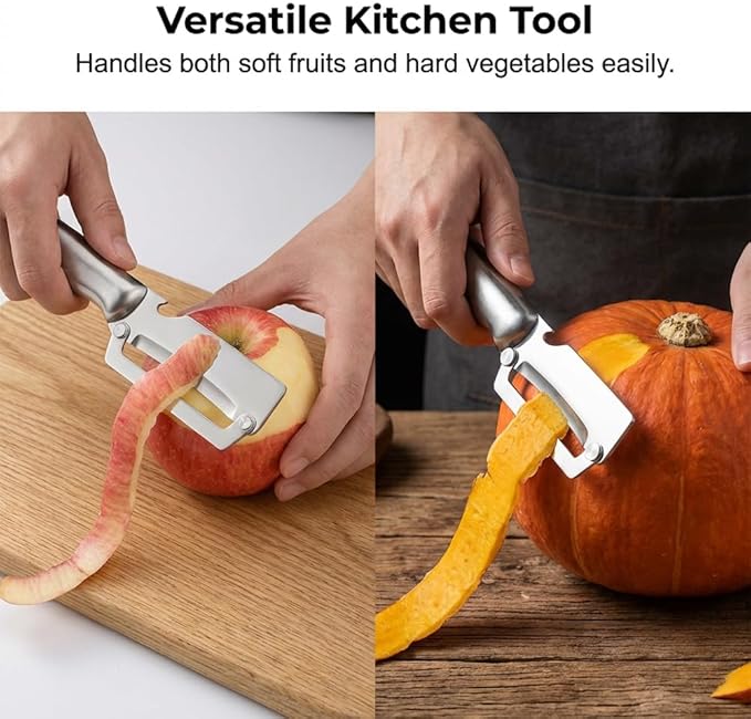 Multi-Functional Vegetable Peeler for Kitchen, 2026 New Vegetable Peeler with Wooden Handle and Bottle Opener, 2 in 1 Stainless Steel Kitchen Tool for Fruit Apple Potato Pumpkin Slicer (A+B, 2PCS)