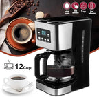 950W electric coffee machine 12 cups automatic drip coffee machine with coffee pot 220V automatic insulation function for home office use, WHITE