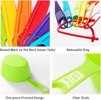 12 Piece Measuring Cups and Spoons Set, Colored Kitchen Measure Tools, Durable Nesting Cups and Spoons for Dry and Liquid, Dishwasher Safe