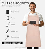 Syntus Apron for Men Women, Adjustable Cooking Kitchen Chef Aprons with 2 Pockets, Cotton/Polycotton/Polyester