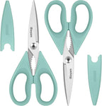 Kitchen Shears, iBayam Kitchen Scissors Heavy Duty Meat Scissors Poultry Shears, Dishwasher Safe Food Cooking Scissor All Purpose Stainless Steel Utility Scissor, 2-Pack (Aqua Sky)