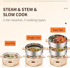 Joydeem Electric Food Steamer for Cooking, 2-Tier Stainless Steel Vegetable & Food Steamers, 15L/15.9 qt Large Capacity, JD-DZG15B