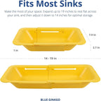 BLUE GINKGO Over the Sink Colander Strainer Basket - Wash Vegetables and Fruits, Drain Cooked Pasta and Dry Dishes - Extendable - New Home Kitchen Essentials (Yellow, 1 Pack)