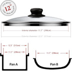 12 Inch Glass Lid for Frying Pan, Fry Pan, Skillet, Pan Lid, Fits Lodge 12 Inch Cast Iron Skillets and 7 Quart Dutch Ovens 12"/30cm, Clear