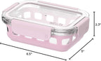 Ello Duraglass Meal Prep Container- Glass Food Storage Container with Silicone Sleeve and Airtight BPA-Free Plastic Lid, Dishwasher, Microwave, and Freezer Safe