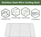 ROTTAY Baking Sheet with Rack Set (2 Pans + 2 Racks), Stainless Steel Cookie Sheet with Cooling Rack, Nonstick Baking Pan, Warp Resistant & Heavy Duty & Rust Free, Size 16 x 12 x 1 Inches (Pack of 2)