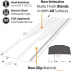 Silicone Stove Counter Gap Cover by Kindga, 21" Easy Clean Gap Filler Sealing Spills Between Kitchen Counter, Appliances,Stovetop, Oven, Washing Machine, Washer, Dryer Set of 2 (White)