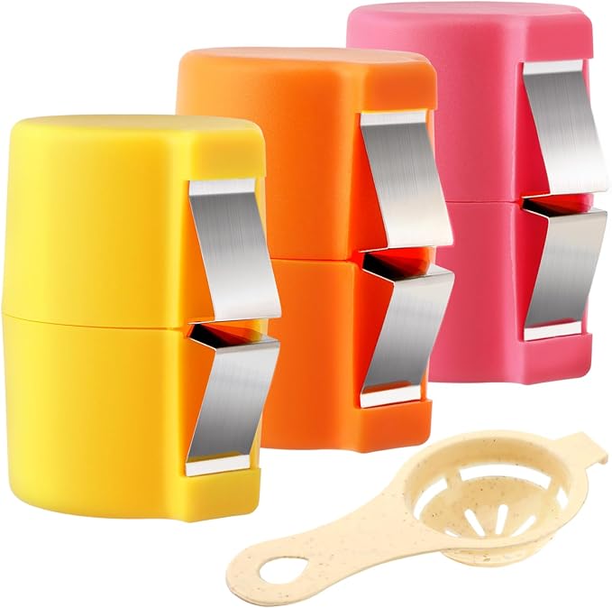 3pcs Egg Shell Opener & 1 Egg Separator,Eggs Cracker Tool for Rawegg,Handheld Eggshell Cutter Hard Boiled Eggs Breaker Yolk White Separator for Cooking Camping Kitchen Gadgets
